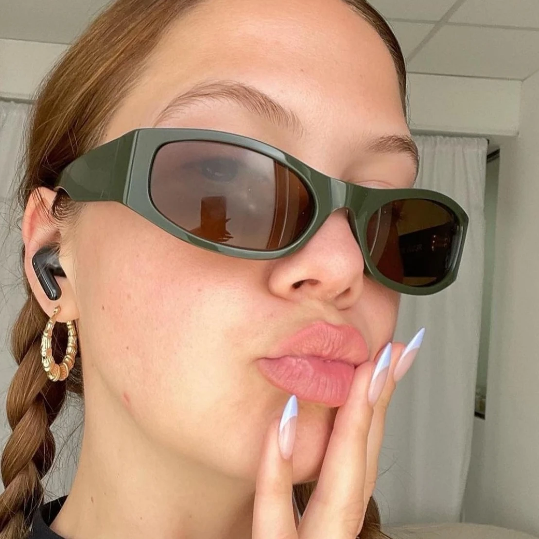 Trendy Steam Punk Oval Frame Women's Sunglasses Luxury Brand Designer Men's  Outdoor Sports Drive Hiking Goggles UV400