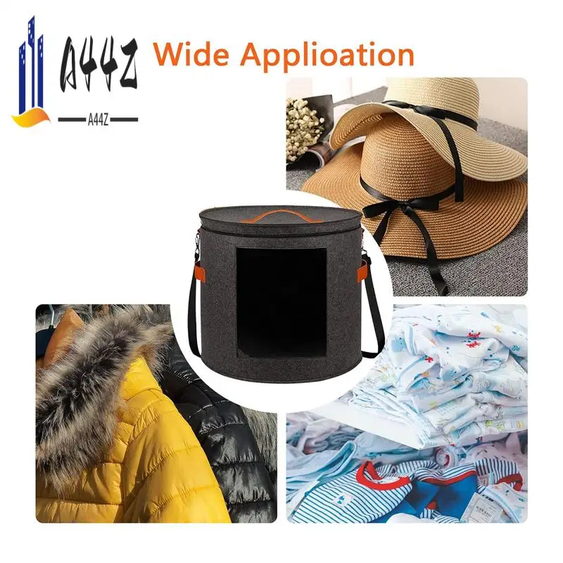 

A44Z-Hat Storage Box For Women & Men, 19Inch D X 17Inch H Hat Boxes Felt Travel Round Hat Organizer Box With Dustproof Lid