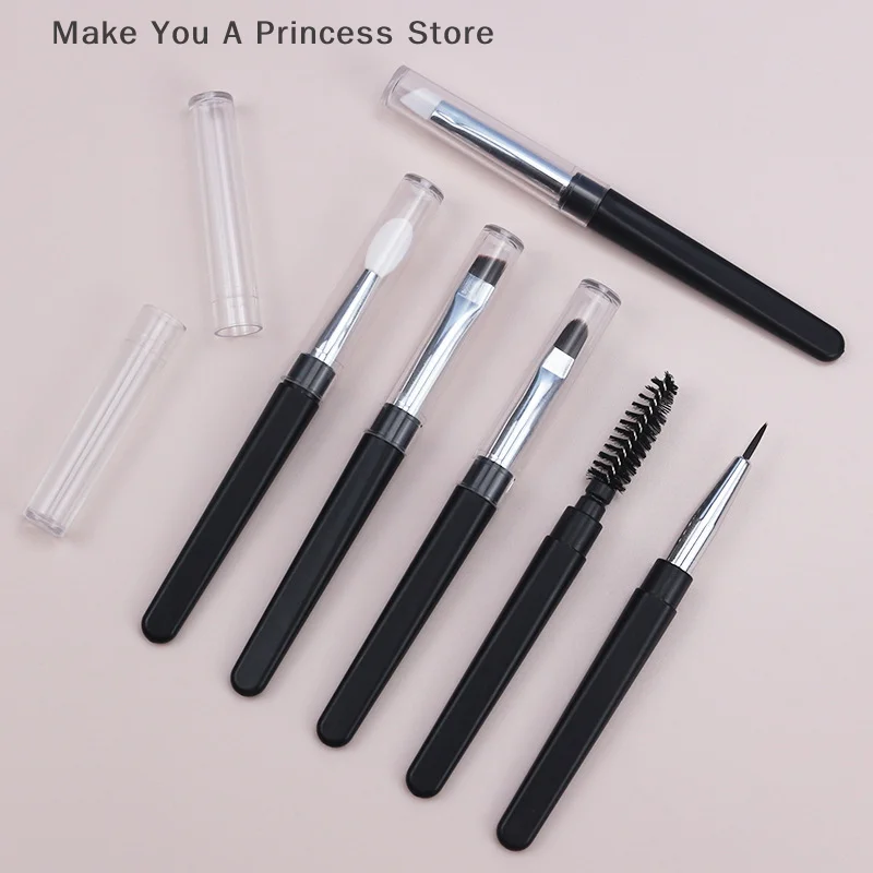 Portable Eyeshadow Makeup Brushes Travel Size Makeup Brushes Eyebrow Silicone Glit Essential Cosmetic Tools With Lid