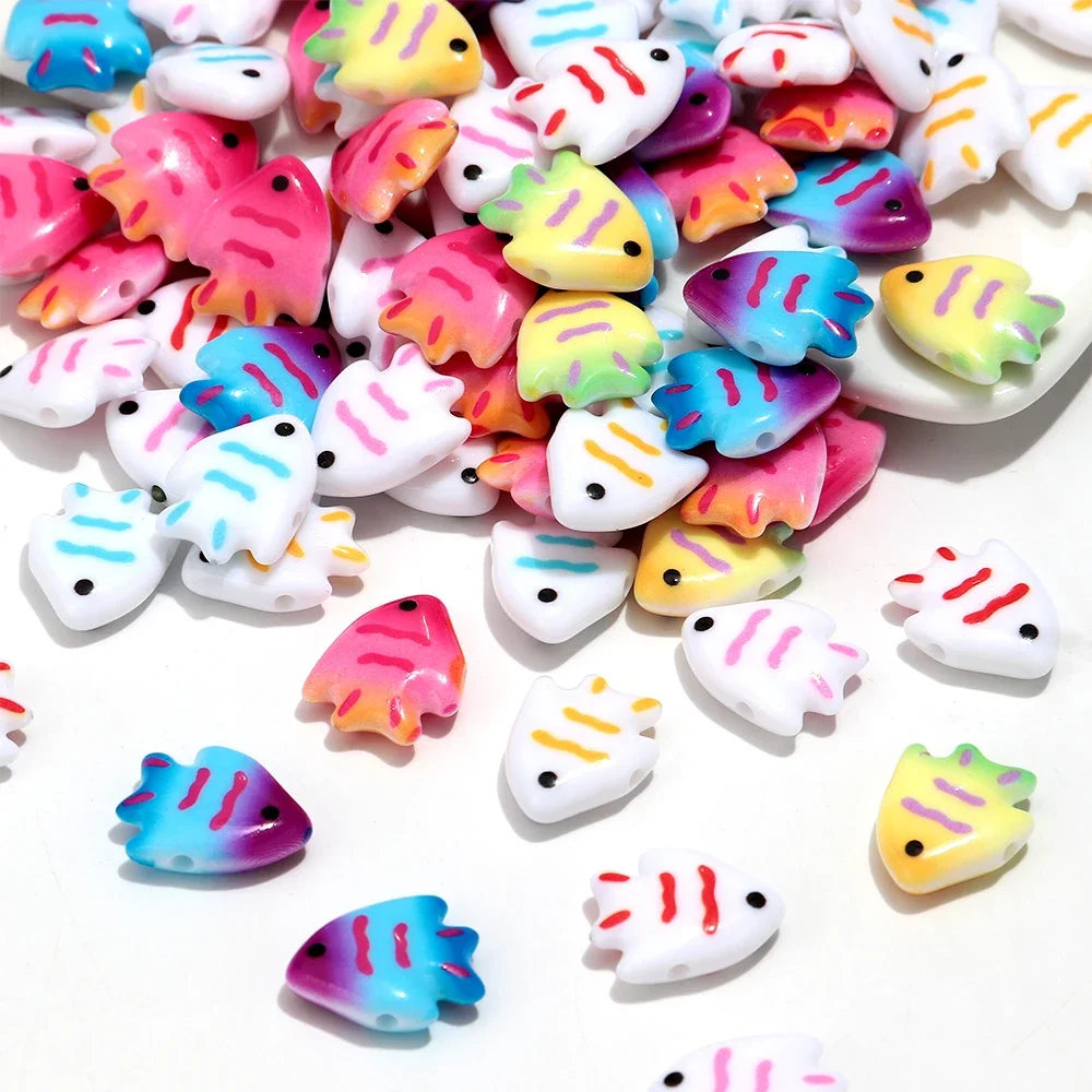 20 Stück transparente, bunte, 13 x 20 mm große, niedliche Fisch-Acryl-Abstandsperlen für DIY-Schmuckanhänger, Schlüsselanhänger, Bastelzubehör – Detail 12