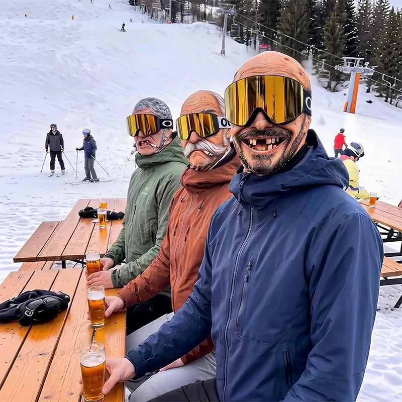 **Funny Old Man Ski Mask Realistic Face Balaclava Summer Winter 3D Printed Full Face Mask for Skiing Snowboarding Outdoor Sports