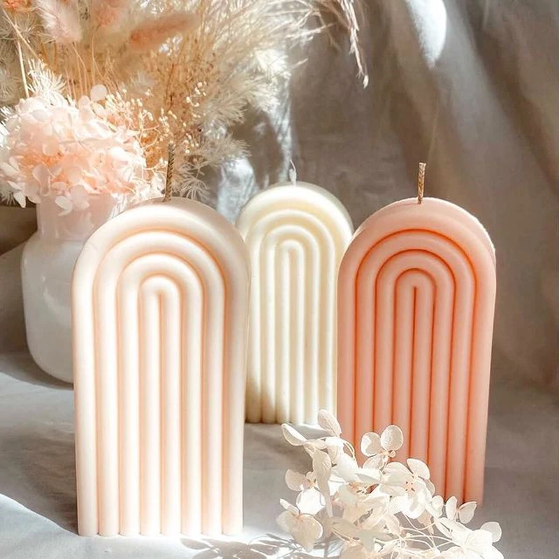 14cm Rainbow Arch Candle Silicone Mold DIY Rainbow Bridge Geometry Candle Making Soap Resin Plaster Mould Art Craft Home Decor