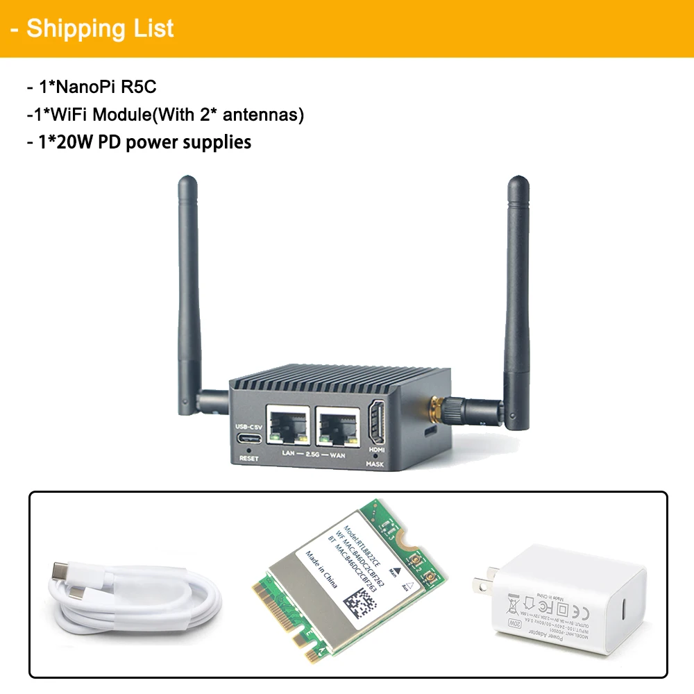NanoPi R5C RK3568B2 OpenWrt Soft Router 2.5G Dual Ethernet
