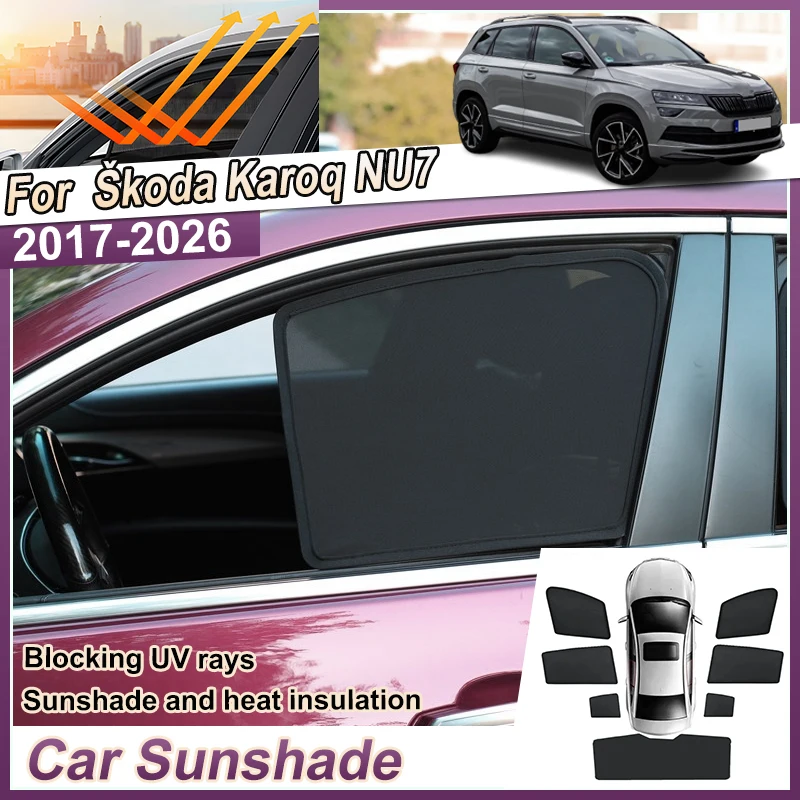 

Car Window Shade For Skoda Karoq NU7 2025 Accessories 2017~2026 Sunscreen Magnetic Mesh Sunshade Visor Tools Auto Parts UV Visor