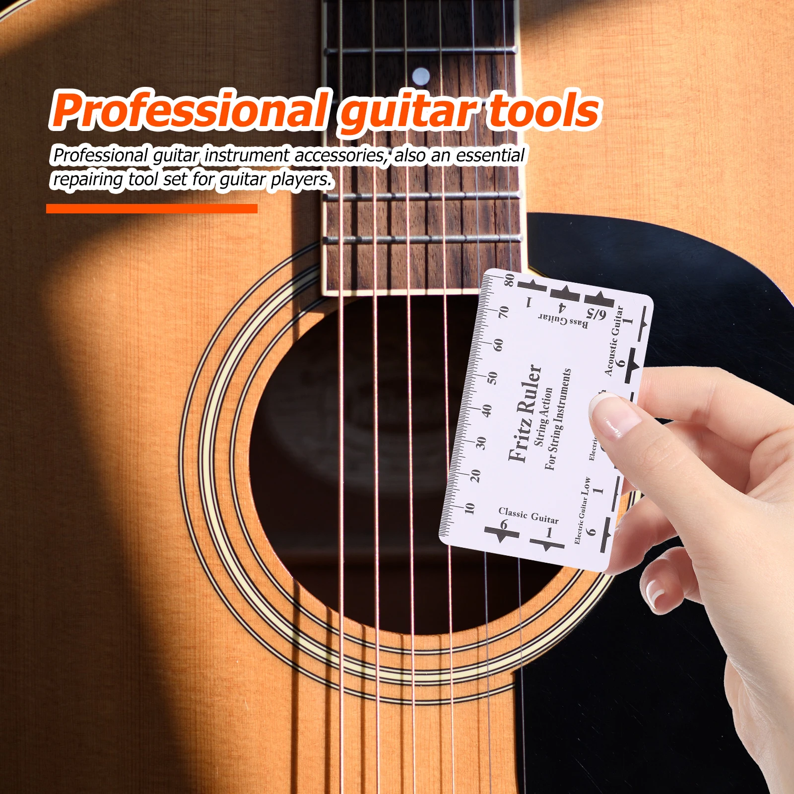 

3pcs Guitar Measuring Rulers Tool Kit For Neck Flatness String Height Detection Durable Plastic Repair Accessories Assorted