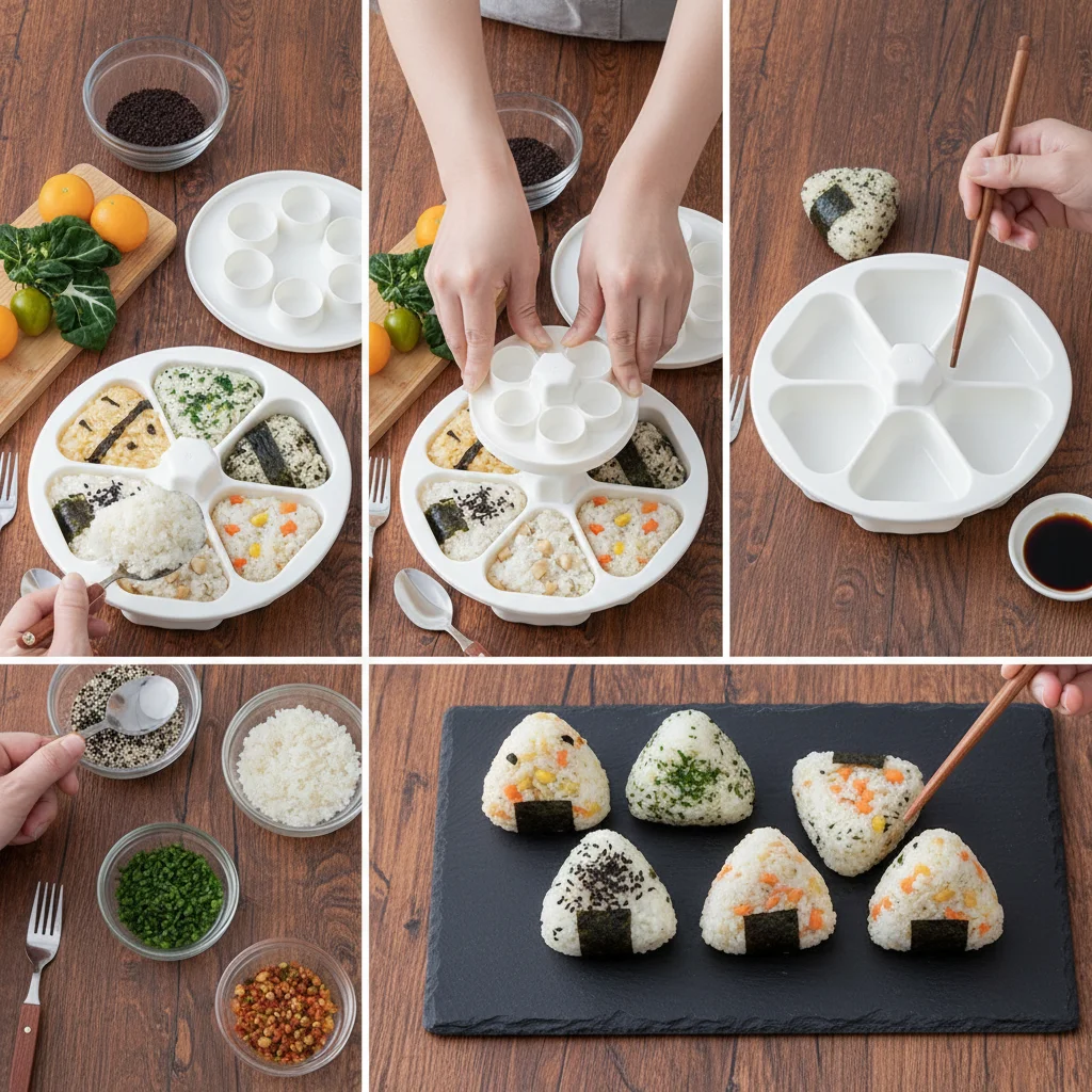 Lunch Box 6 Grids Triangle Sushi Mold Japanese Style Plastic Rice Balls Mold Homemade Sushi Making Kit Lunch Preparation