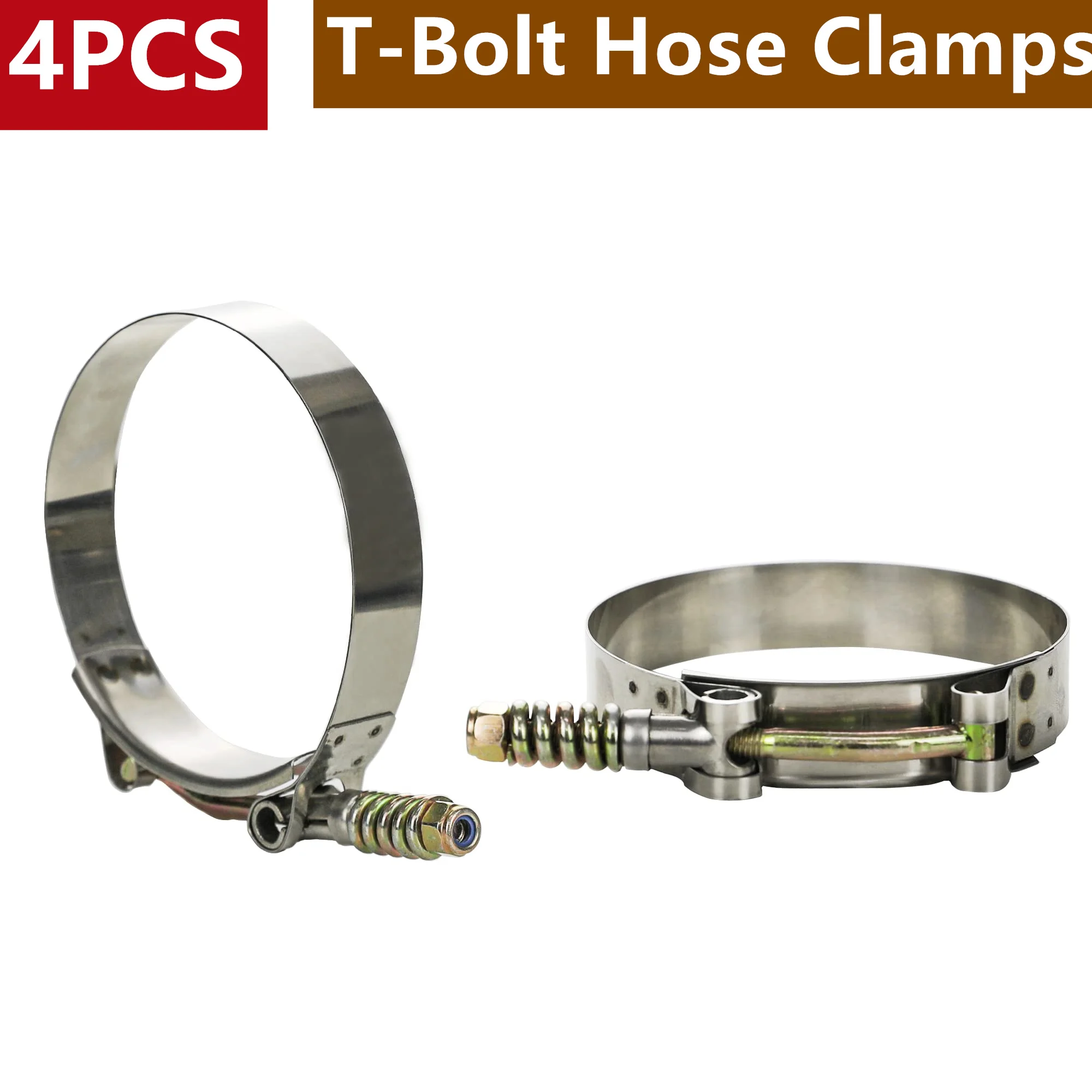 4PCS T-Bolt Hose Clamps Stainless Steel Clamp with Spring for Pipe Turbo Intake Intercooler Exhaust Adjustable Metal Clamp 클램프