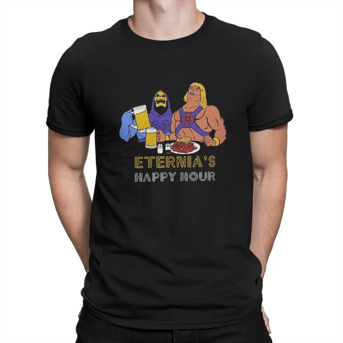 Beer Happy Hour Graphic Polyester TShirt He-Man and the Masters of the Universe Battle Cat Grayskull Anime Style Tops T Shirt