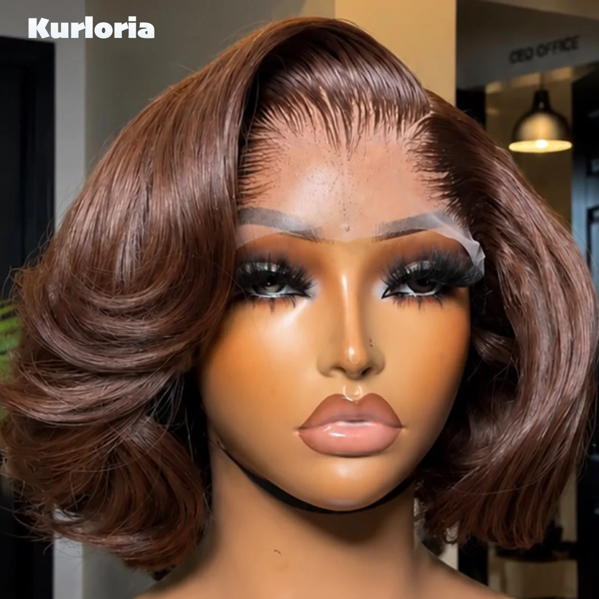 Body Wave Layered Bob Brown 4x4 5x5 Lace Closure Wig Wear and Go Drawstring Glueless 100% Human Hair Wig Pre Plucked for Women
