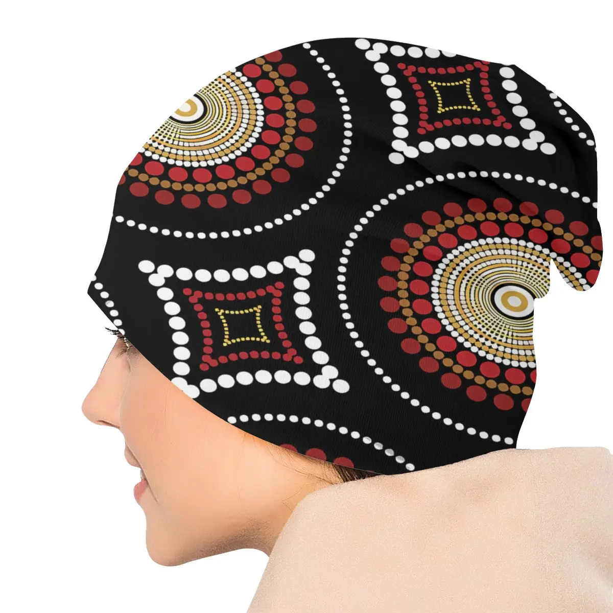 Australian Aboriginal Art Fashion Thin Hats Black Bonnet Hipster Skullies Beanies Caps