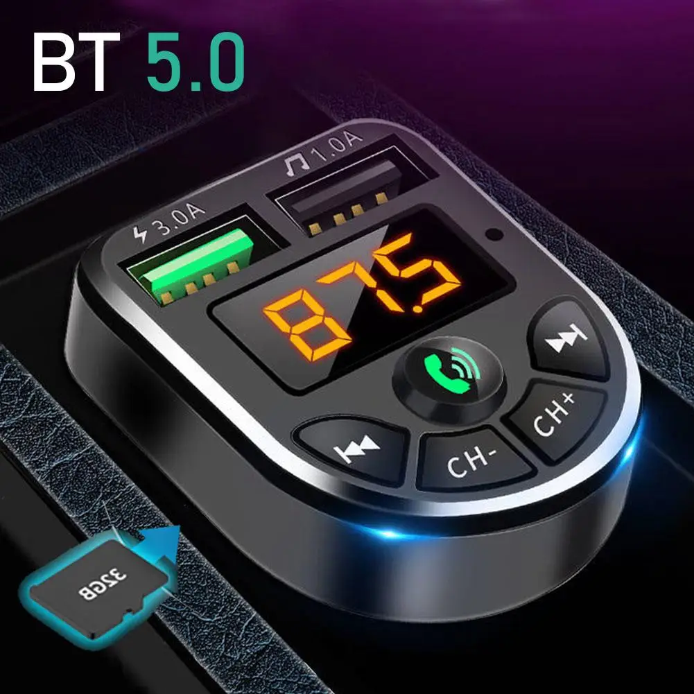 

Bluetooth-compatible 5.0 FM Transmitter Car Kit MP3 Wireless Player Handsfree Audio Modulator Dual Receiver US O4Y5