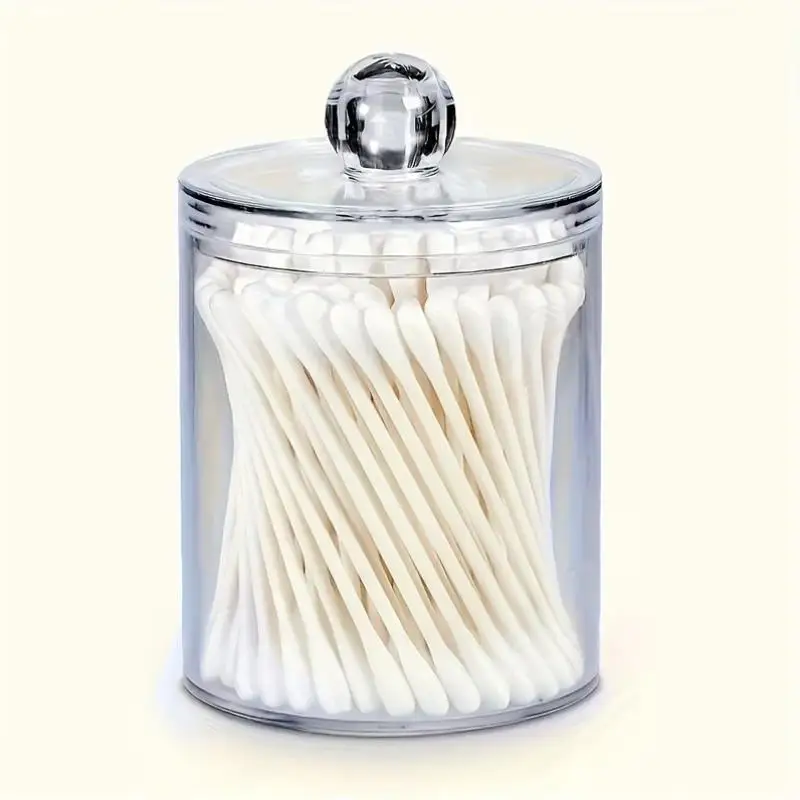 1pcs Multi-Use Acrylic Organizer Box – Transparent Storage for Cotton Swabs, Toothpicks, Makeup, Bathroom & Kitchen