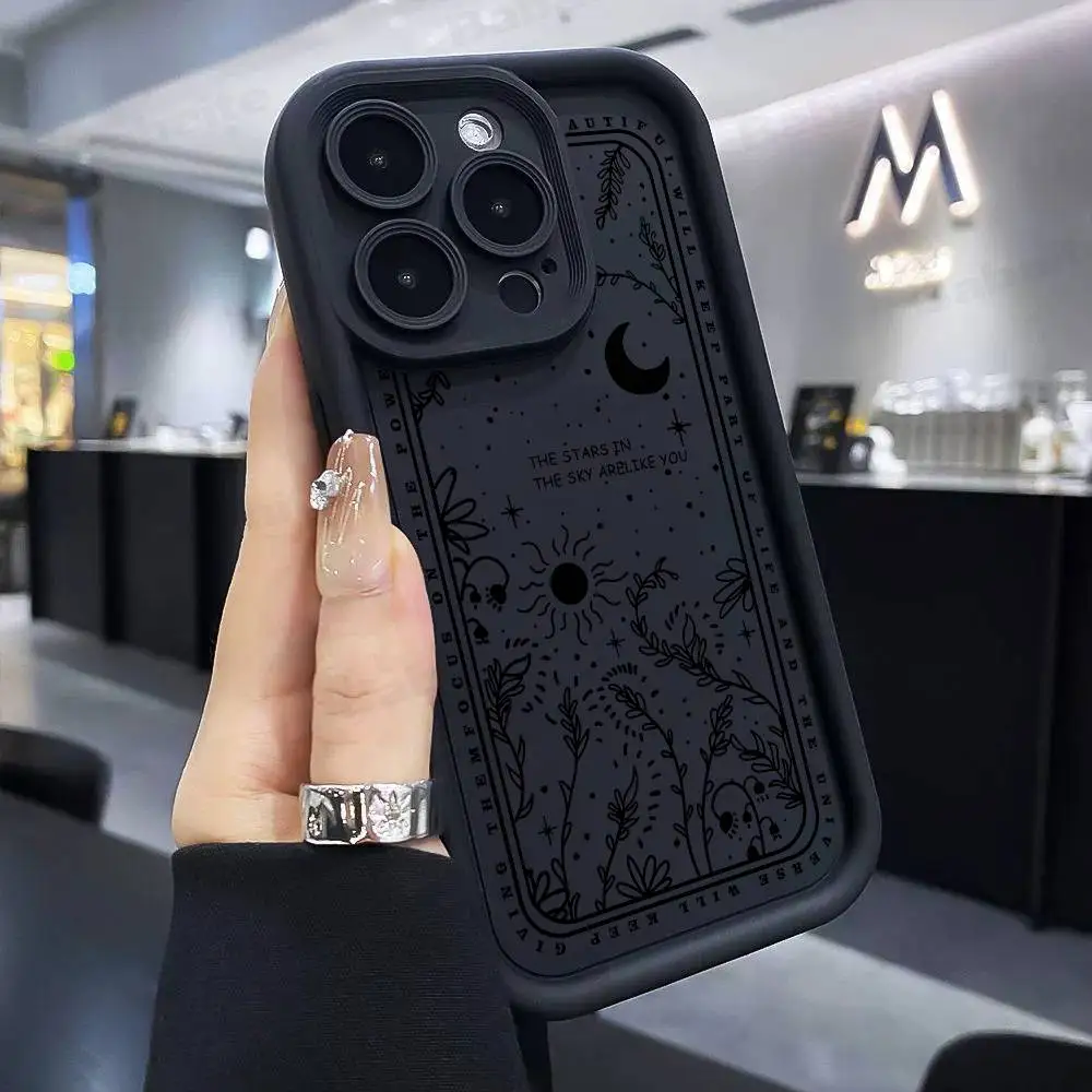 Silikonowe etui na telefon z motywem czarownic, księżyca, gwiazdy, tarota, tajemniczego totemu, odporne na wstrząsy, do iPhone 17 Air 17 16 15 14 13 12 11 Plus Pro Max