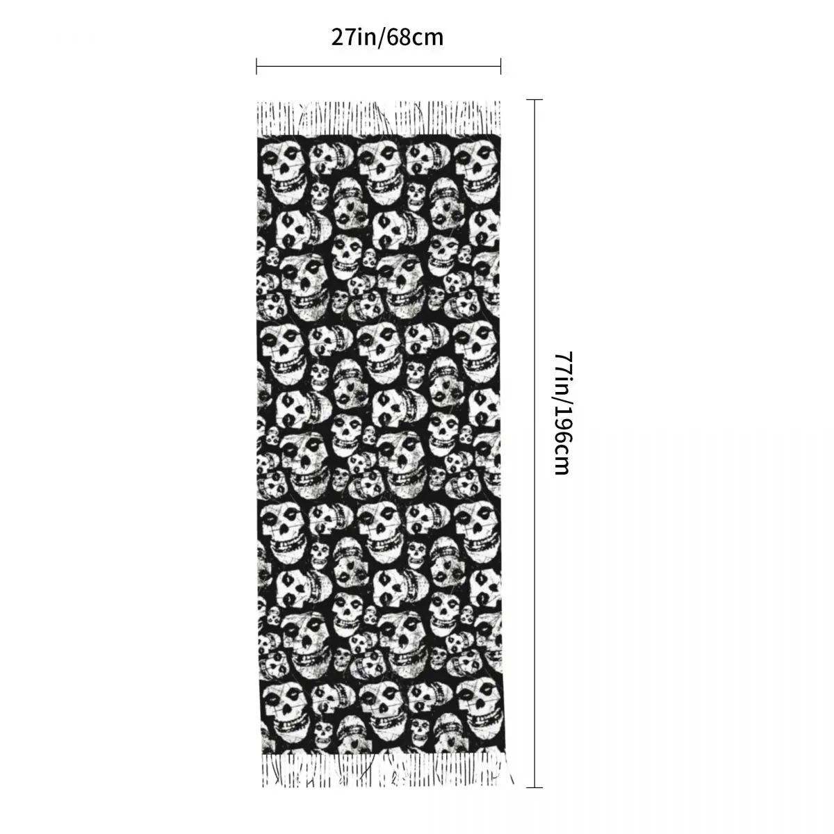 Custom Rock Punk Band Misfits Skull Face Pattern Scarf Wrap for Women Long Winter Warm Tassel Shawl Unisex Heavy Metal Scarves