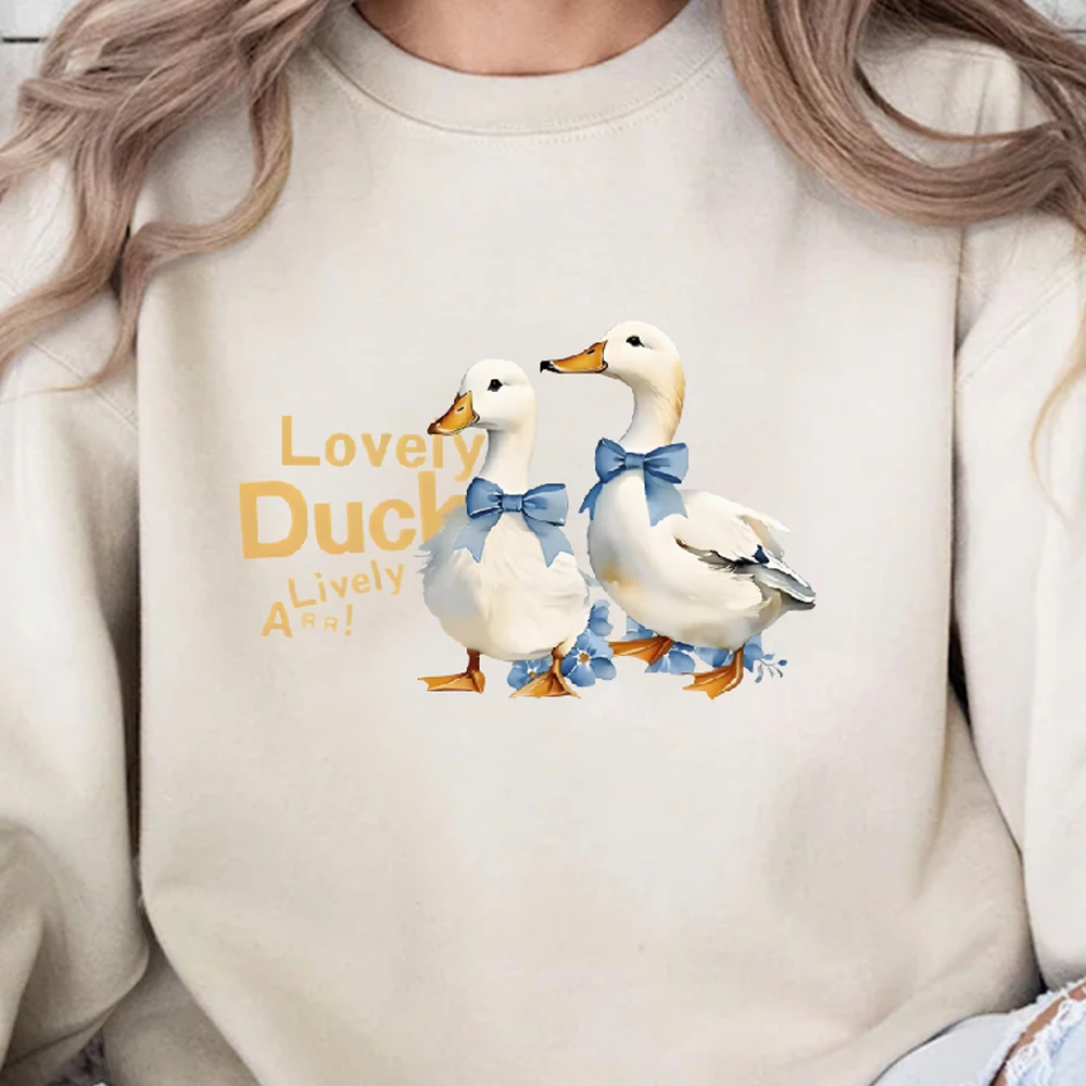 

Lovely Duck Lively Arr Retro Vintage Sweatshirt Graphic Hoodies Y2K Casual Daily Wear Unisex Versatile Stylish Pullover