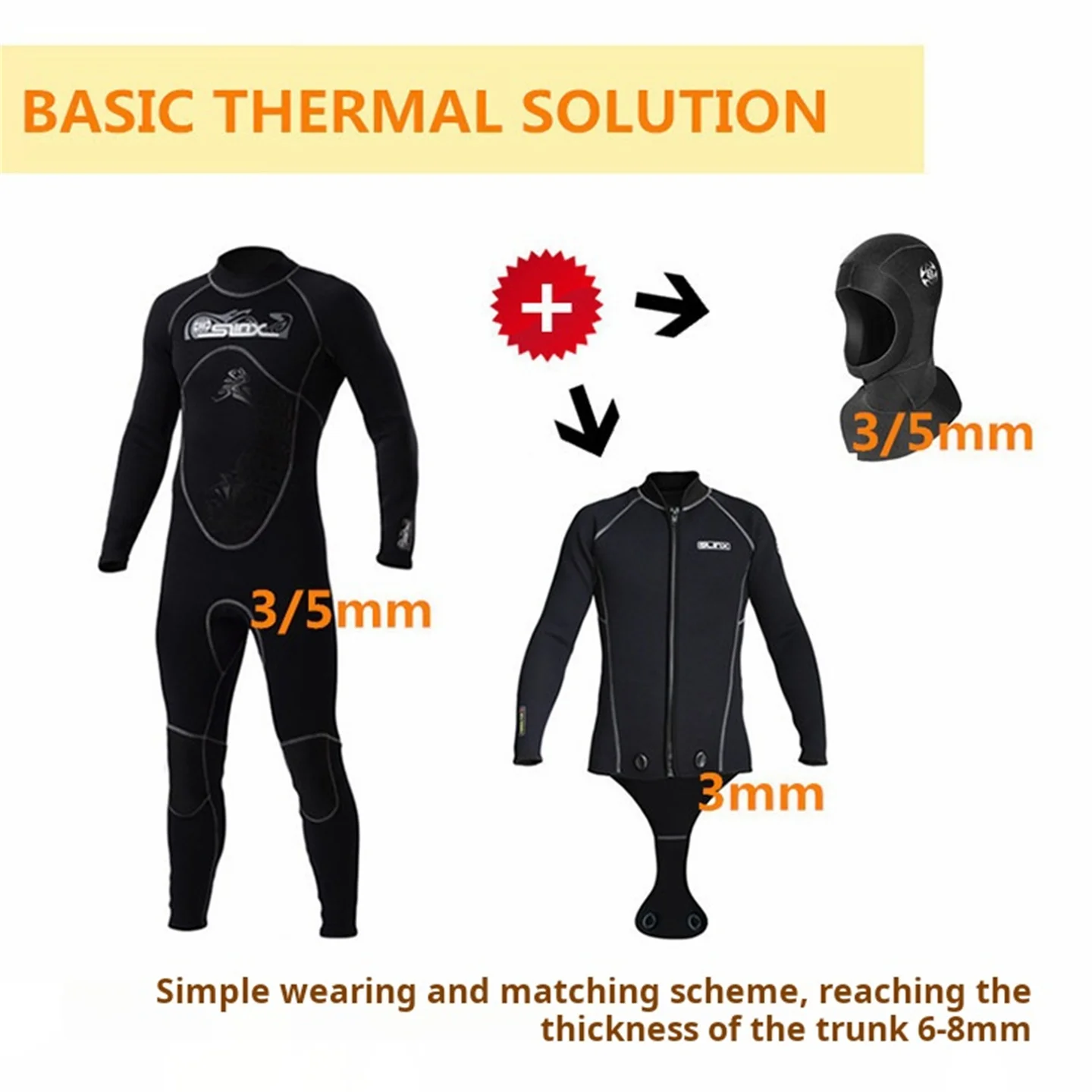 Tauchjacke, 3 mm Neopren, für Herren, verbundener Schritt, Tauchoberteil, Speerfischen, Schnorcheln, Surfen, separater Neoprenanzug, Winter-Badebekleidung – Detail 15