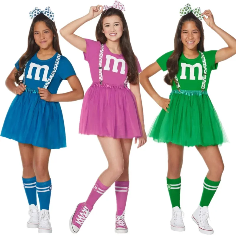 Full Set Girls' Cheerleading Costumes Children's Day Stage Performance Cheerleader Uniform Halloween Party Cosplay Fancy Dress