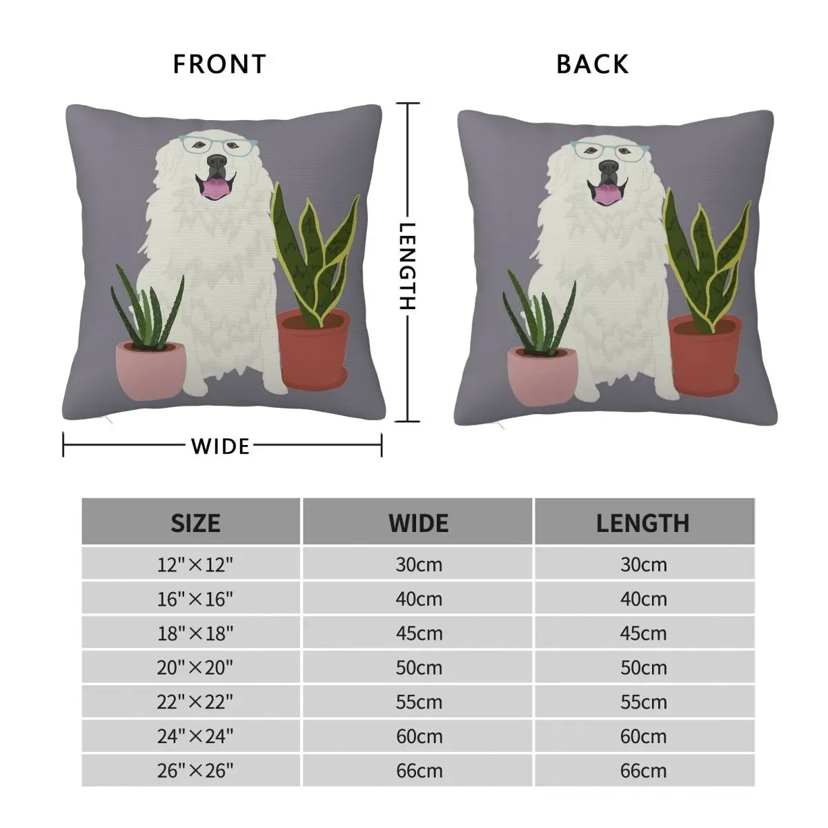 Great Pyrenees Houseplants Pillowcase Polyester Linen Velvet Creative Zip Decor Pillow Case Home 18