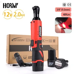 12V 48N.m Avvitatore a percussione elettrico Cordless 3/8 '' Chiave a cricchetto Rimozione Vite Dado Strumenti di riparazione auto Trapano a mano Chiave ad angolo retto