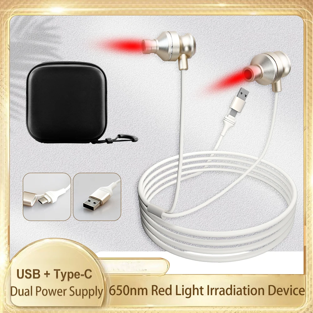 650nm Red Light Ear Care Device Earplug Household Instrument for Tinnitus Relief Alleviate Ear Fatigue Ear Relax Maintenance