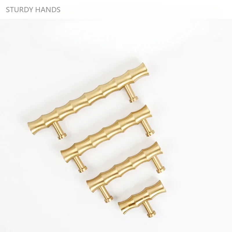 1PCS brass door handle new Chinese style drawer wardrobe solid double hole bamboo joint handle hardware accessories