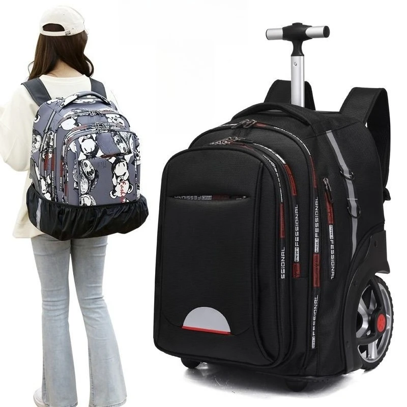 Student Tie Rod Schoolbag, Super Large Capacity, Large Wheels, Shoulder Back Reduction 14 Inch Laptop Sleeve 2026