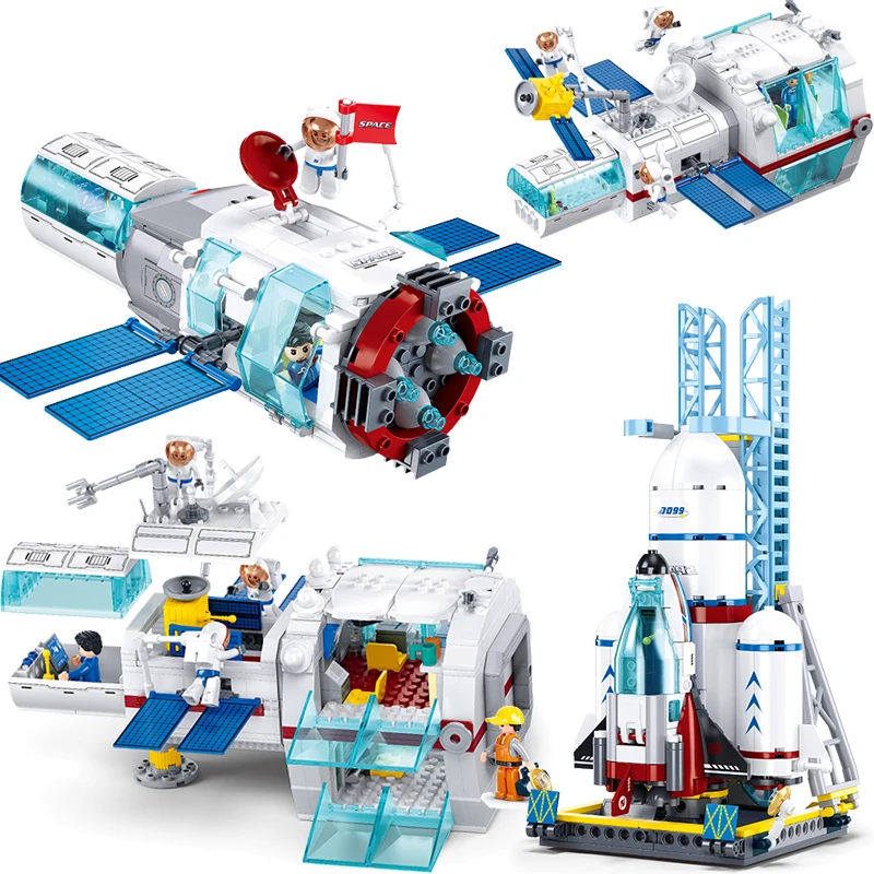 

Sluban Space Station Building Blocks Astronaut Action Figures Rocket Launch Aviation Spaceport Model Sets Bricks Kids Toys Gift