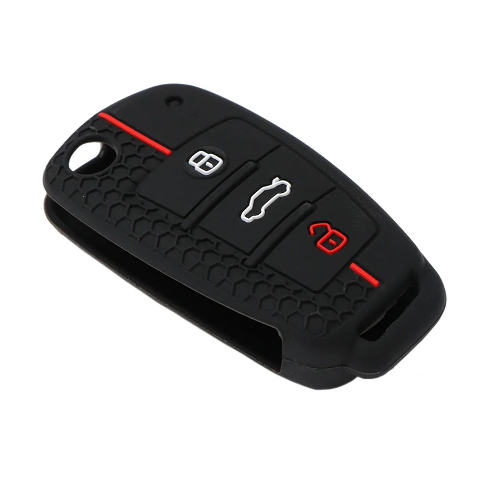 Silicone Car Key 3 Button Key Cases Cover Protection Fob For Audi A1 A3 A6 C5 C6 Q3 Q2 Q7 R8 S3 S6 RS3 RS6 A4 Accessories