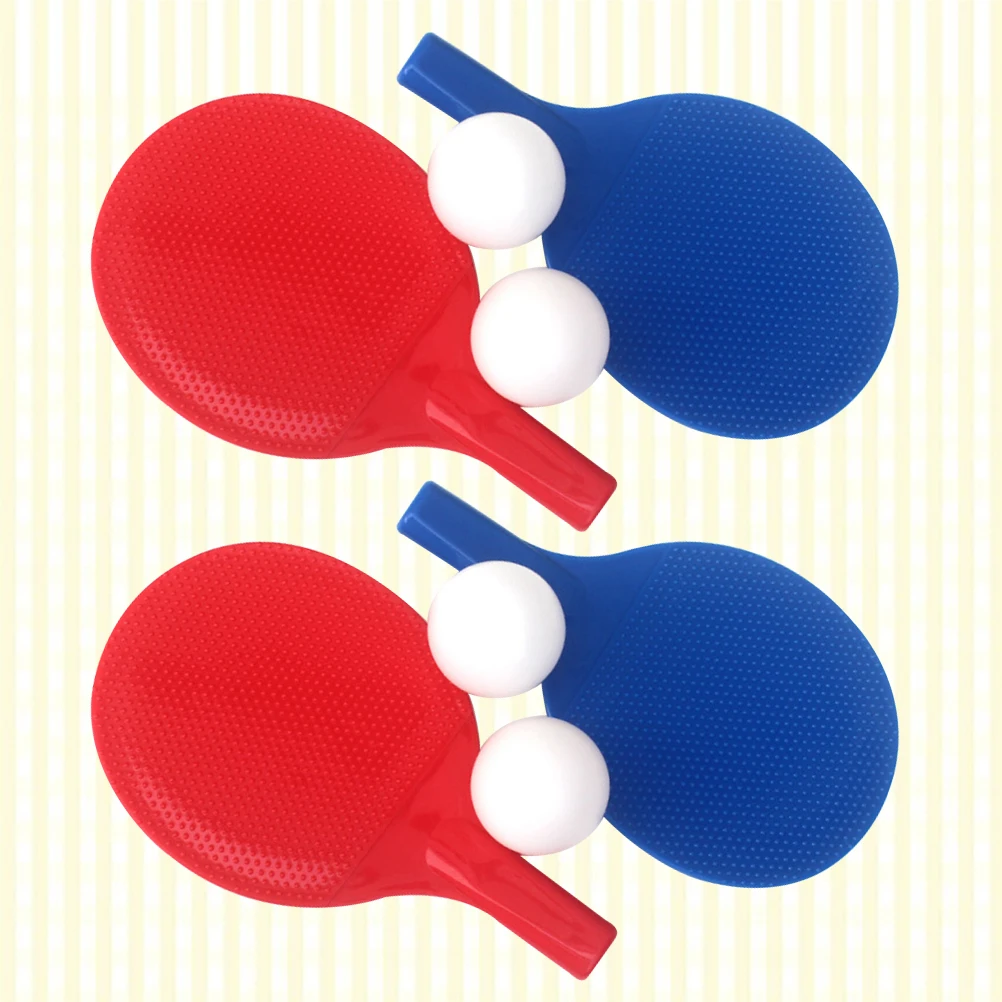 

2 set 2 Sets Balls Plastic Table Tennis Rackets Set Outdoor Sport Smooth Safe For Beginners Kindergarten Red Blue