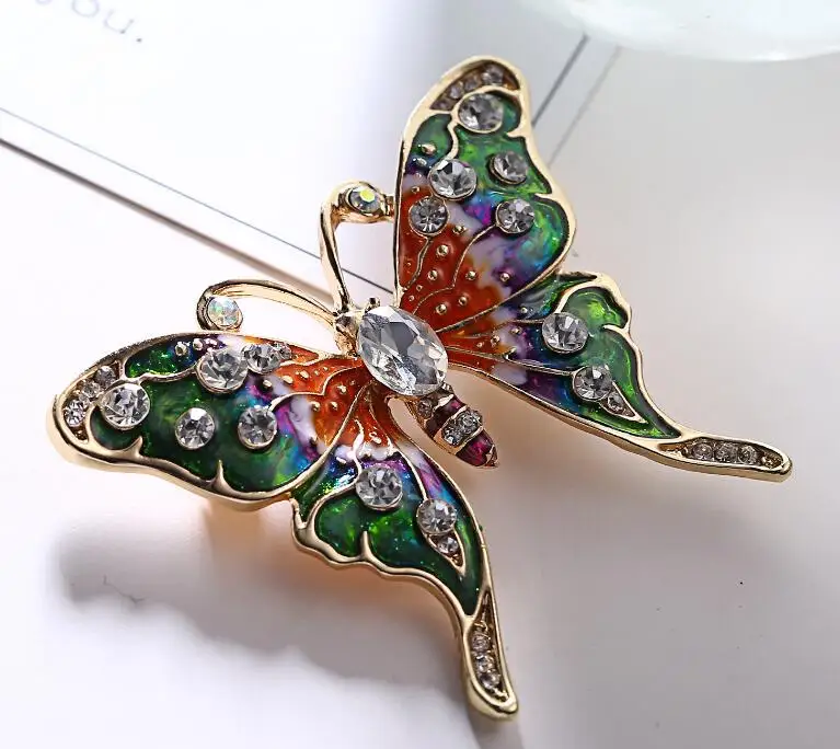 European and American Fashion Orangle Butterfly Plant Brooch Anti-slip Flower Pin Exquisite  Corsage