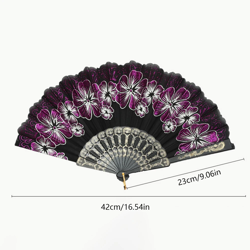 Gifts Chinese Style Hand Held Fan Bamboo Flower Pattern Antique Folding Fan Dance Performance Props Home Decoration Dance Fan