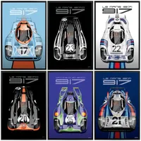 Modern Pop Wall Art Le Mans 24 Hours 1971 917K Martini Racing Team Cars HD Canvas Poster Print Home Bedroom Living Room Decor