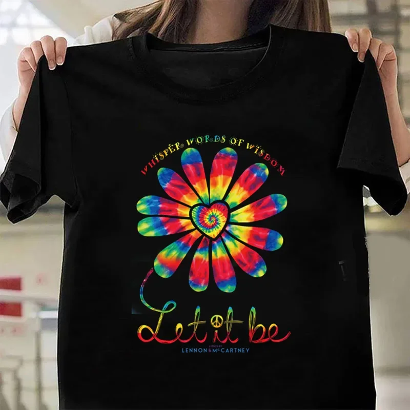 

Let It Be Color Sunflower Print T Shirt Women Short Sleeve O Neck Loose Tshirt Women Causal Tee Shirt Tops Camisetas Mujer