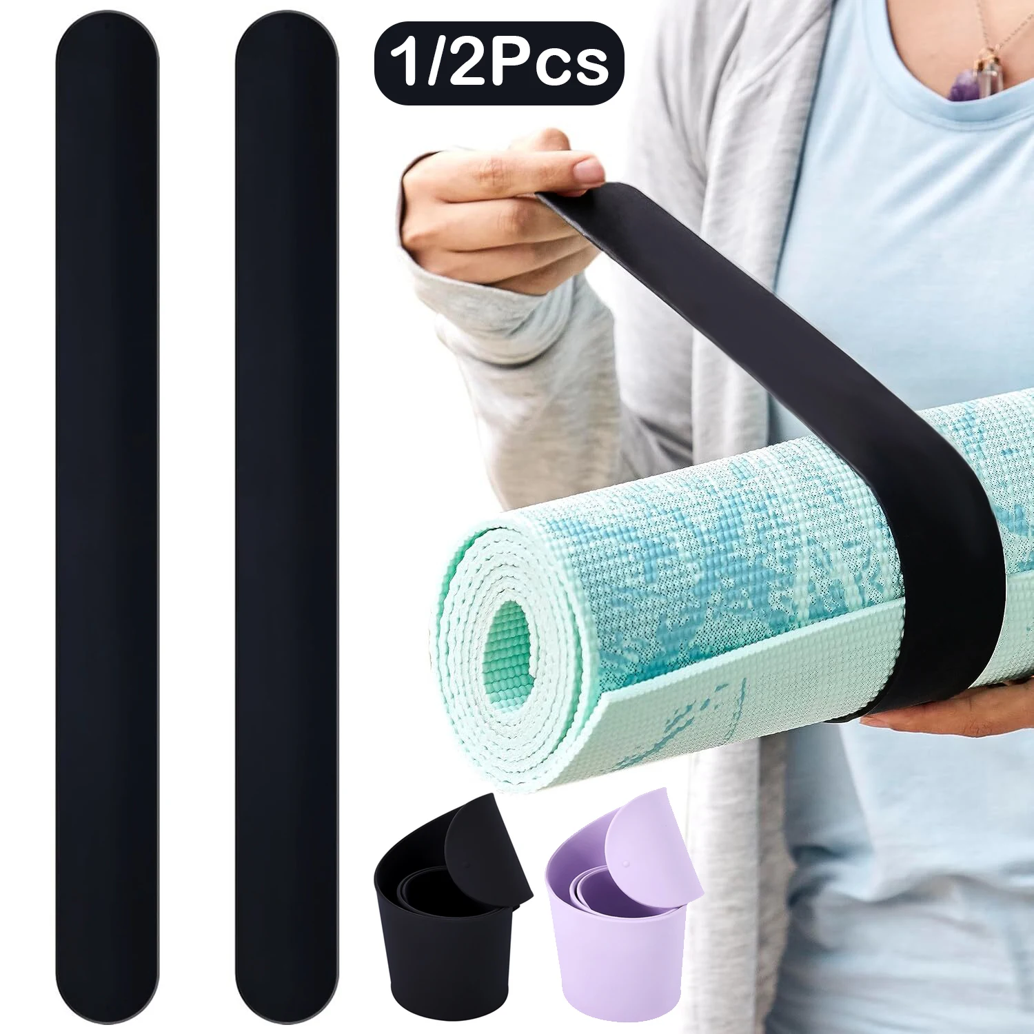 1/2Pcs Yoga Mat Strap Slap Band Yoga Strap Tightly Rolled and Secure Heavy-Duty Clasp Fits Most Size Mats