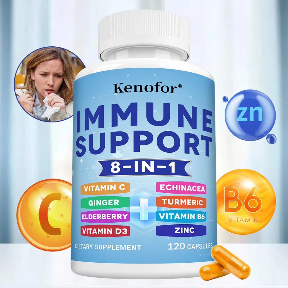 Cápsulas de Defensa Inmunológica - Vitamina C, D3, B6, Zinc, Baya del Saúco, Equinácea, Antioxidante, Luminosidad de la Piel y Equilibrio del Sistema Inmunitario
