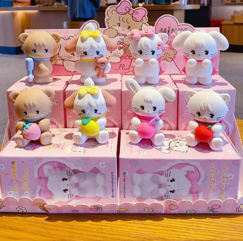 

100% Genuine Mikko Peripheral Blind Box Trendy Toy Figurines For Girls Cute Desktop Ornaments Cat Blind Box Toys Dolls Gifts
