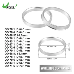 UXCELL 2pcs OD 70.1mm 70.6mm 68mm 78.1mm 83.1mm 67.1mm 72.6mm Aluminium Alloy Car Hub Centric Rings Wheel Bore Center Spacer