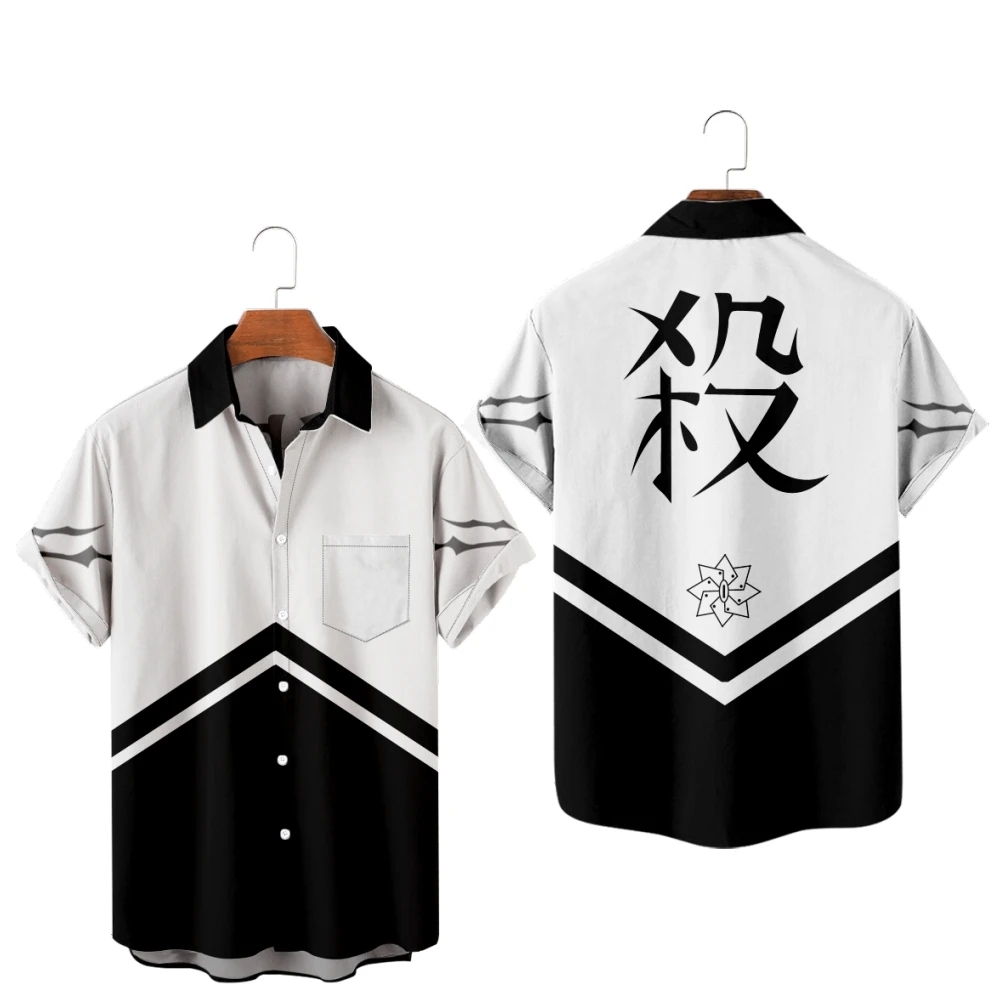 

Shinazugawa Sanemi Style Anime Shirts Beach Party 3D Print Hawaiian Shirt Unisex Short Sleeve Oversized Blouse Lapel Shirts