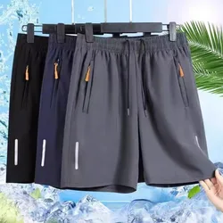 Pantalones cortos de seda de hielo para hombre, Shorts de playa, informales, sueltos, finos, deportivos de baloncesto, para correr, higroscópicos que absorben el sudor