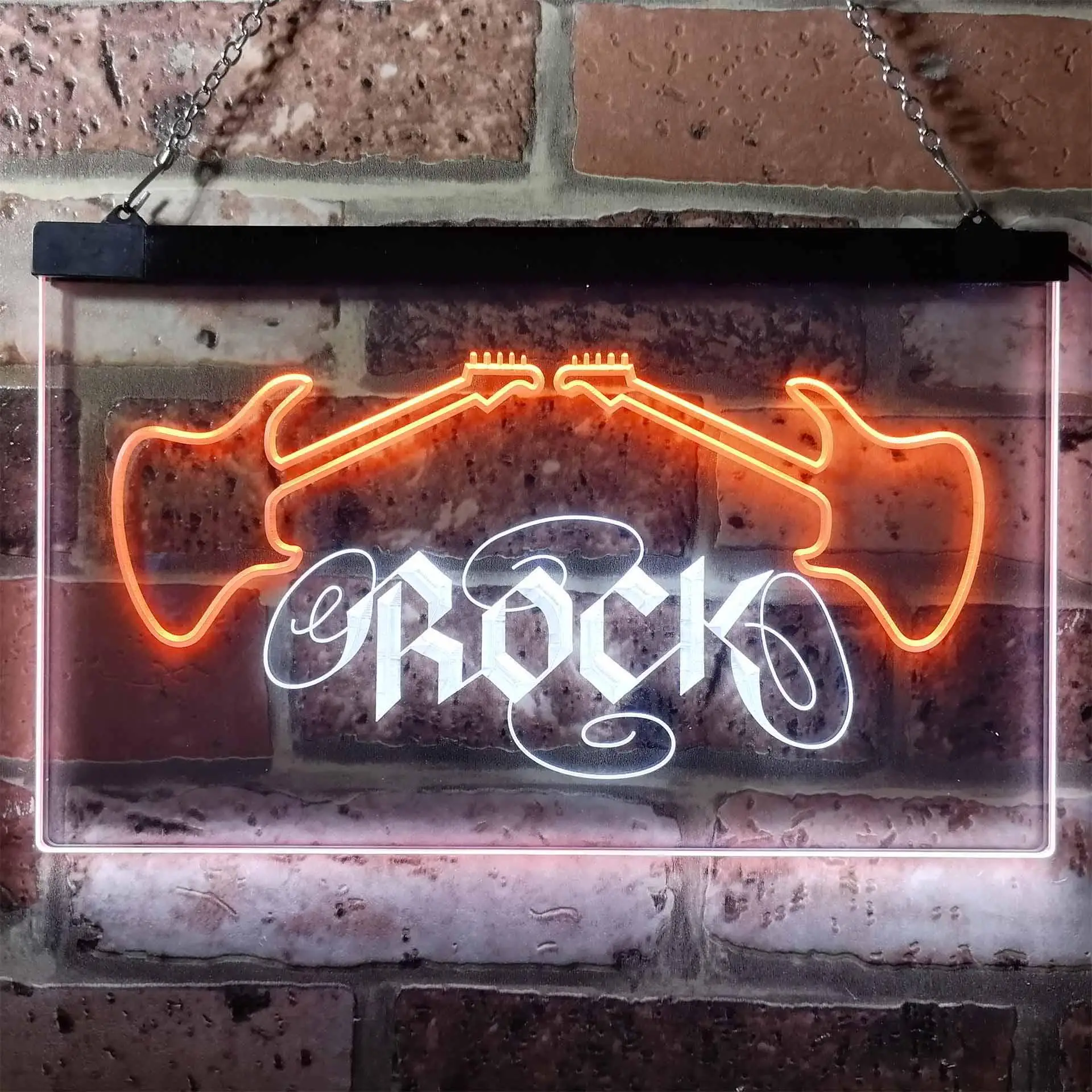 Guitar Rock n Roll. Music Band Room Dual Color Led Neon Sign st6-i0047