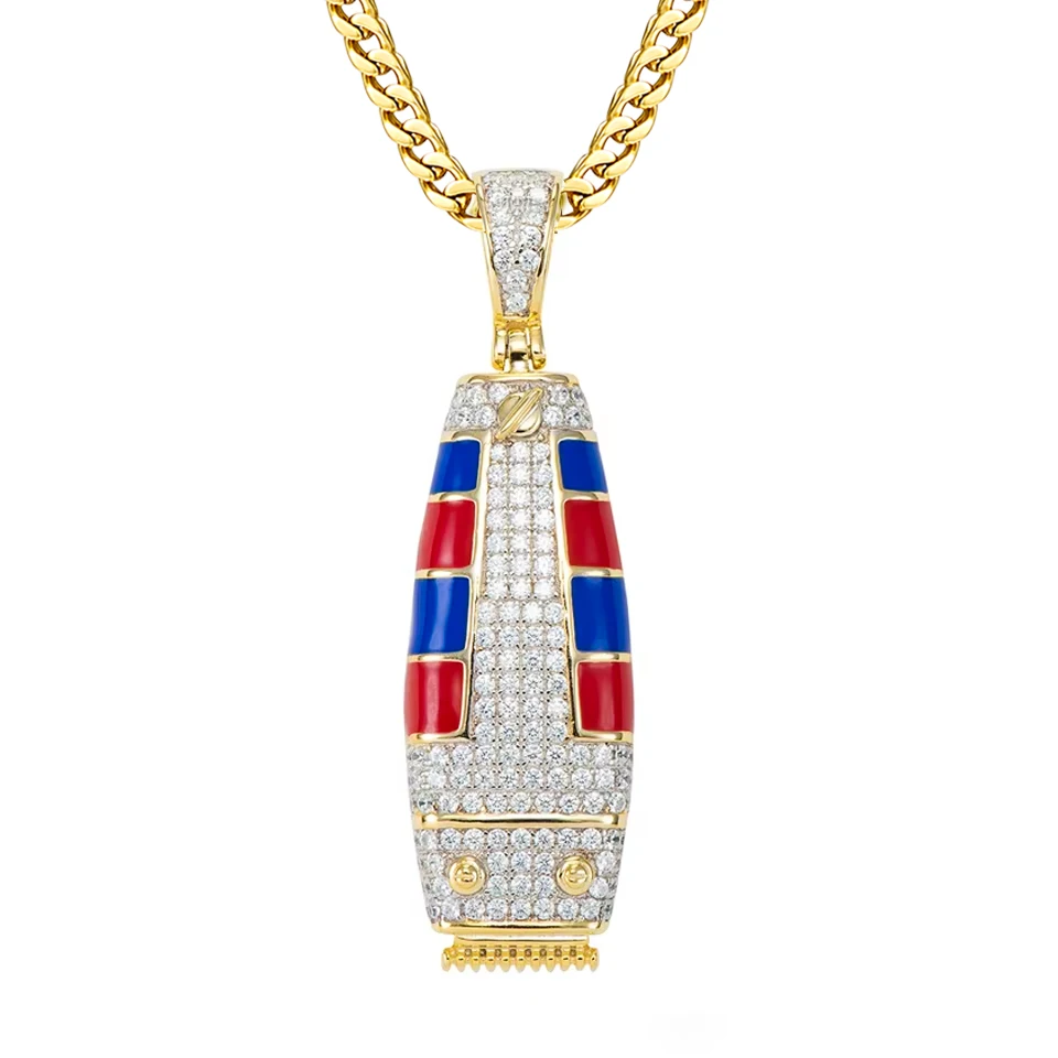 VANAXIN Iced Out Razor Barber Pendants Necklaces for Men With Bling Micro Paved CZ Zircon Rapper Hip Hop Jewelry Gold Color