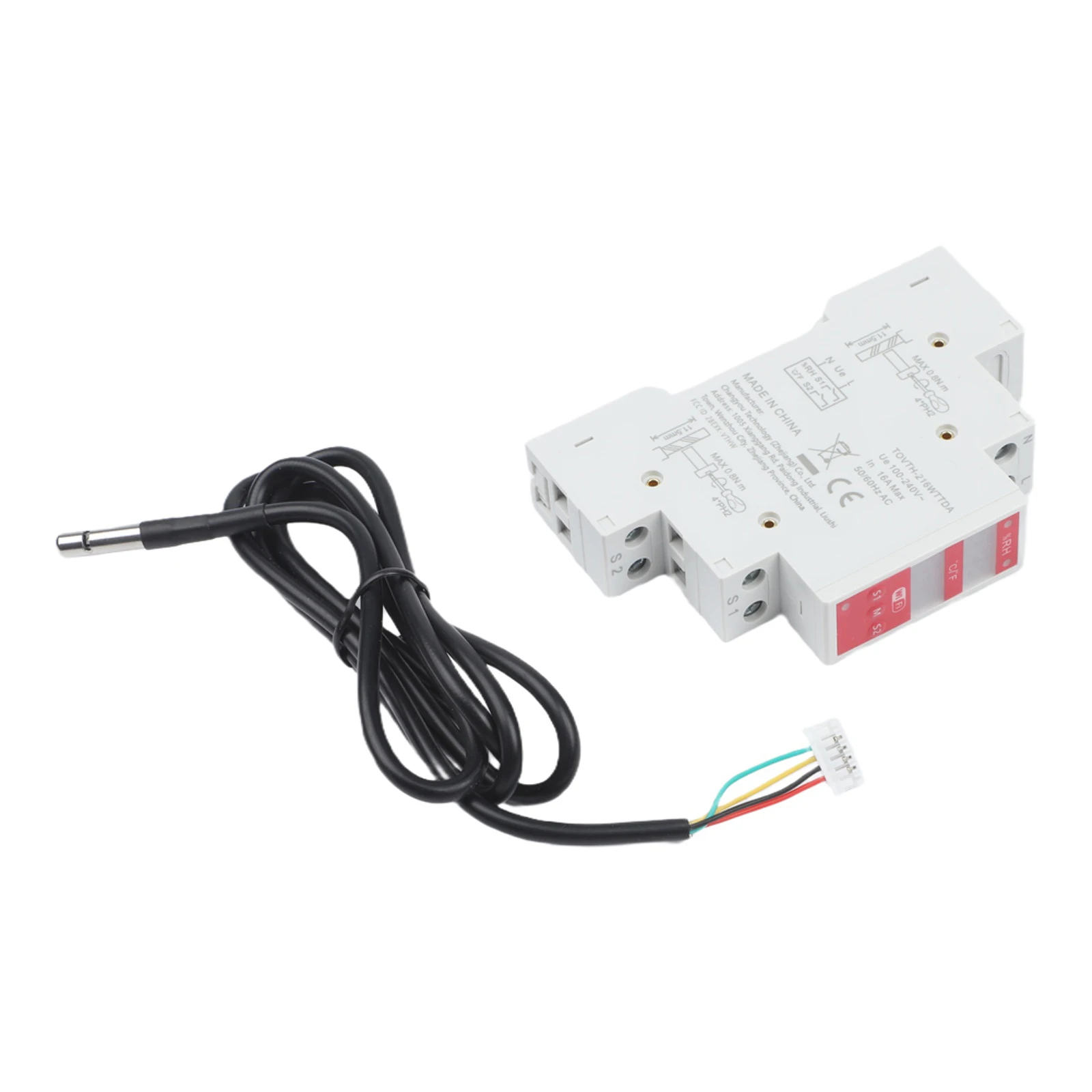 Remote Digital Thermostat with Probe Sensor for DIN Rail Temperature Controller Compatible with Home Automation Systems