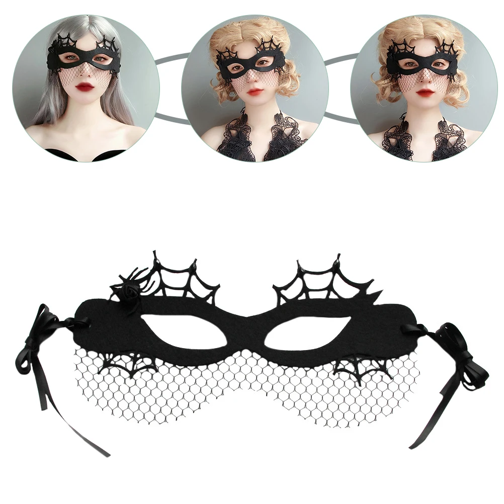 

Half Face Mask Felt Cloth Mesh Resin Drill Ribbon Women Masquerade Halloween Party Stage Performance Cosplay Event Lightweight