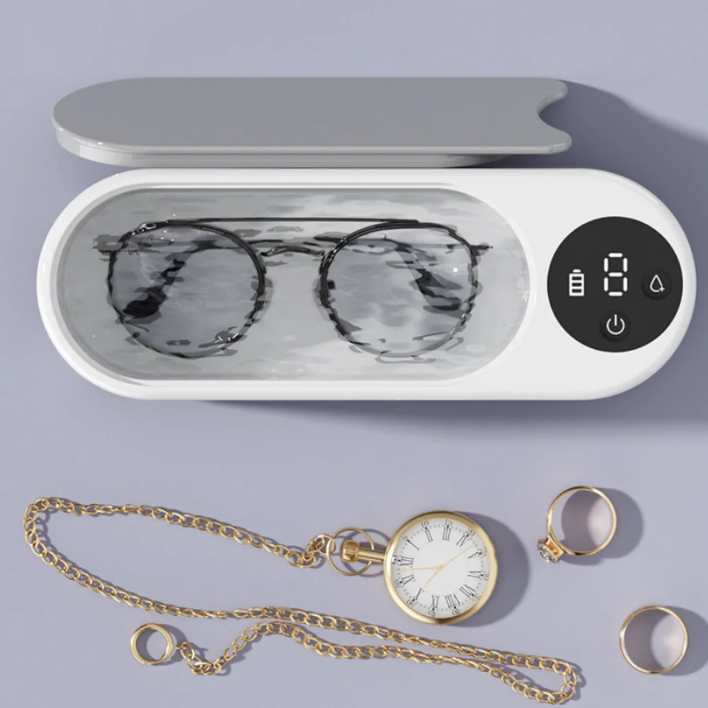 Portable Ultrasonic Cleaning Machine Household Multi‑purpose Cleaner Box for Eyeglasses, Watches, Rings, Earrings and Jewelry