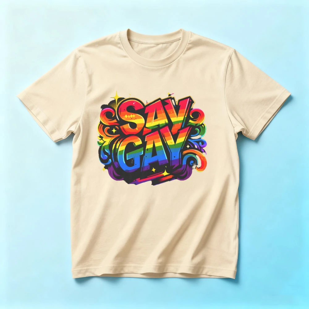 Say Gay Protest Shirt Social Justice LGBTQ Tee Men Women Cotton Tops Queer Lesbian Bisexual Trans Apparel Pride Month Streetwear