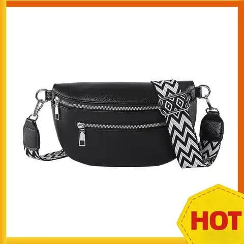 Women Stylish Crossbody Bag with Wide Strap Vintage Chest Bag Multi-pocket Retro Fanny Pack Travel Outdoor Bag