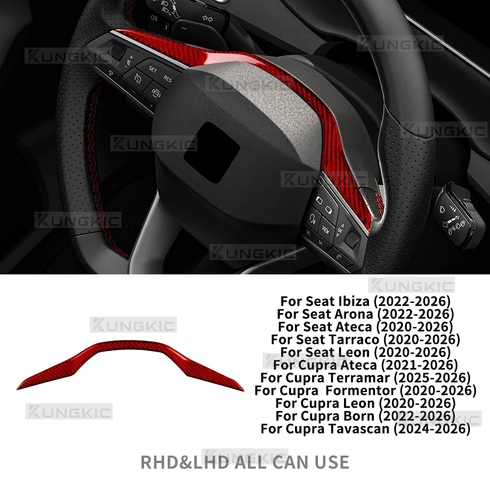 Real Dry Carbon Fiber Trim Voor Seat Cupra Formentor/Cupra Leon (2020 2021 2022 2023 2024 2025 2026),Cupra Ateca (2021-2026),For Cupra Terramar (2025-2026) Auto Stuurwiel Frame Decor