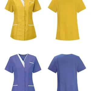 فستان ممرضة بأكمام قصيرة على شكل حرف V ، فستان ممرضة فني نسائي ، ملابس جراحية نسائية ، ملابس صالون ، قمة طبيب أفضل 10 ملابس فني تمريض مبيعا - رقم 4