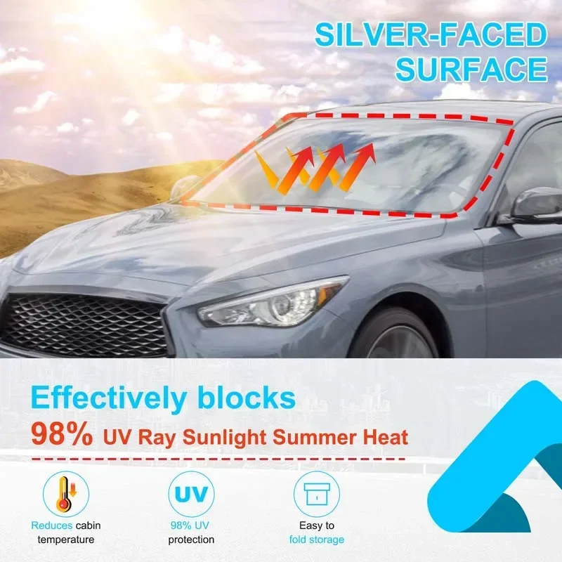 

For Infiniti Q50 2013-2022 Aluminum Foil Silver Car Thermal Curtain Shading Sunscreen Shading Pad Car Accessories