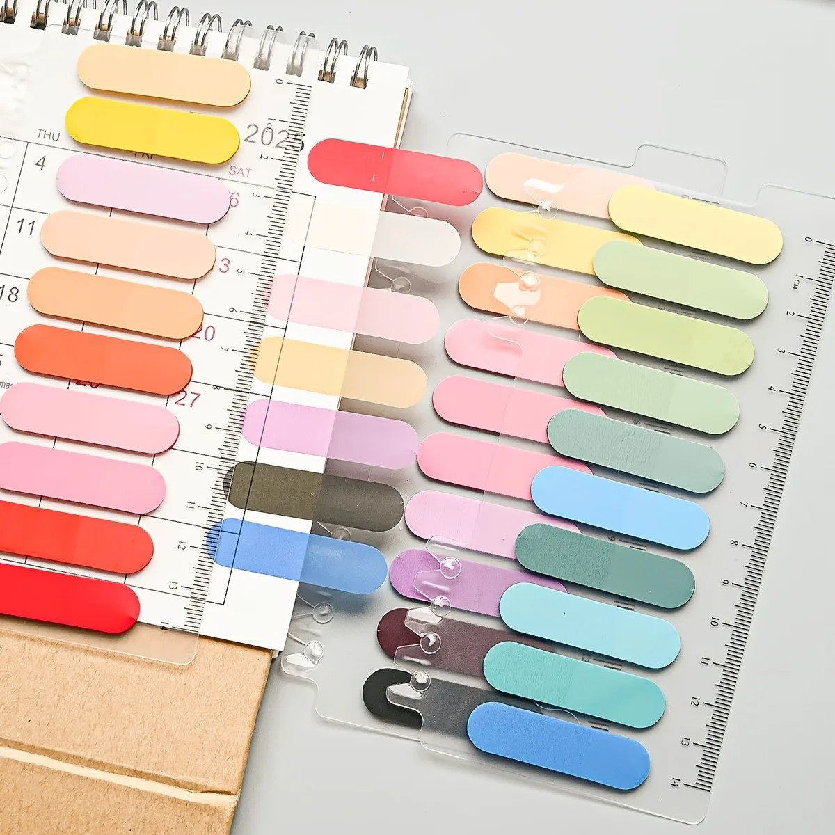 1 Pack of 200 Sheets, Semi-circular Gradient Color PET Sticky Notes, Transparent Index Tabs for Note-taking, Adhesive Memo Pads